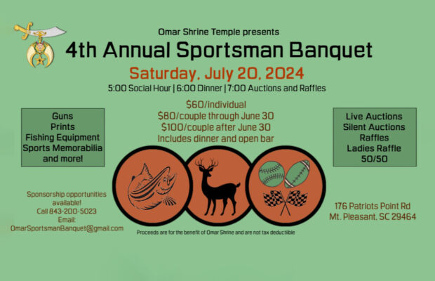Tickets on Sale: Omar Shriner’s Sportsman Banquet – 7/20 Tickets on Sale: Omar Shriner’s Sportsman Banquet – 7/20
