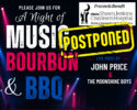 POSTPONED: Join us for A Night of Music, Bourbon & BBQ this Saturday at Bohemian Bull! 🎸🥃🍖