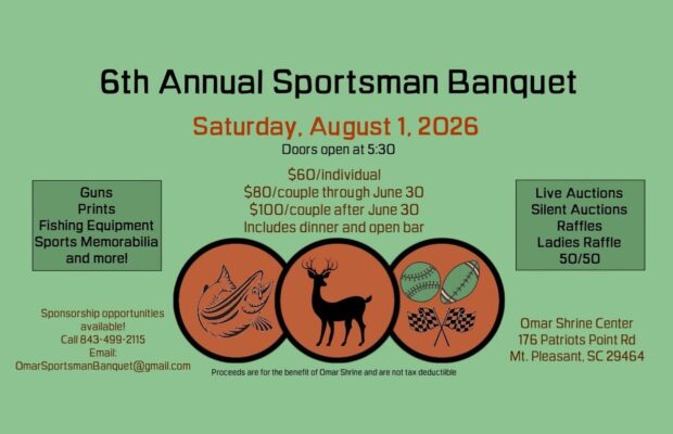 6th Annual Omar Shrine Sportsman Banquet – August 1